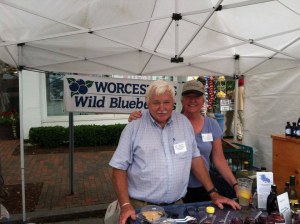 Owners of Worcester's Wild Blueberry Products Standing at Their Wild Blueberries Farm Stand