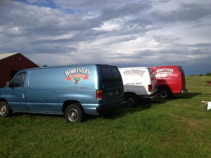 Worcester's Wild Blueberry Products Trucks Parked on the Maine Blueberry Farm